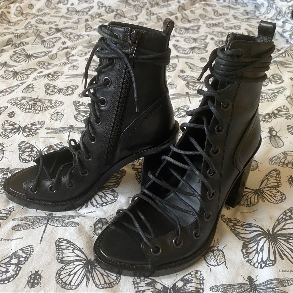 Ann Demeulemeester Black Lace Up Heel Sandals